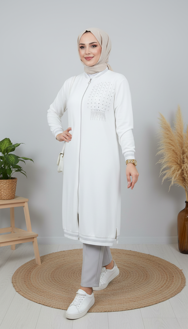 Asrınzade Taş Detaylı Kap 3970 - Ekru