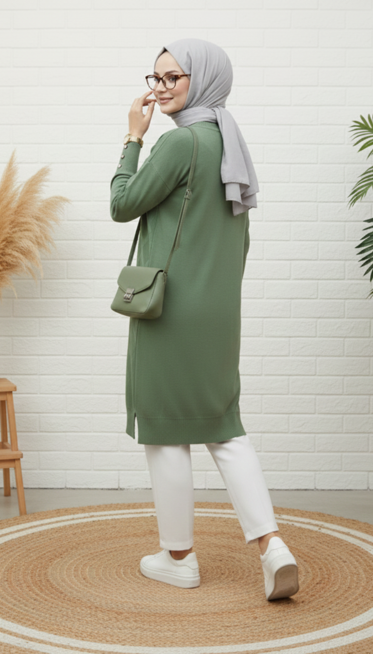 Novalüks Soğuk İp Tunik 3288 - Yeşil