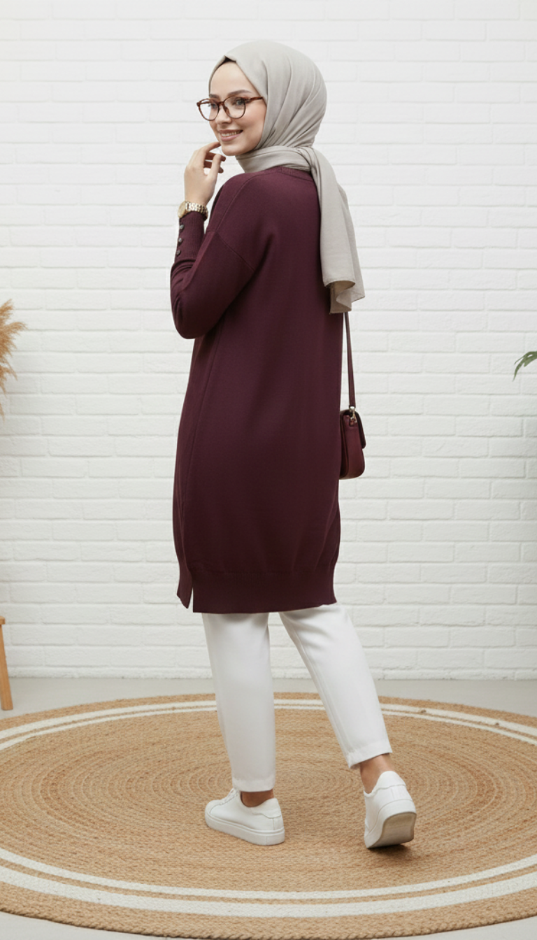 Novalüks Soğuk İp Tunik 3288 - Mürdüm