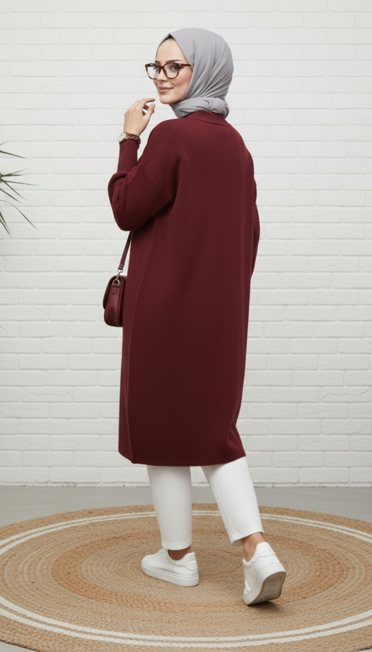 Afra Angora Hırka 251412 - Bordo