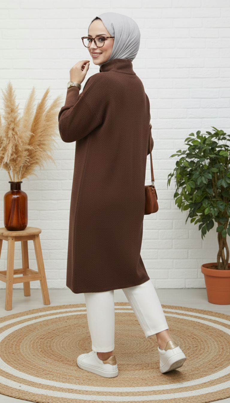 Afra Angora Hırka 251412 - Kahverengi