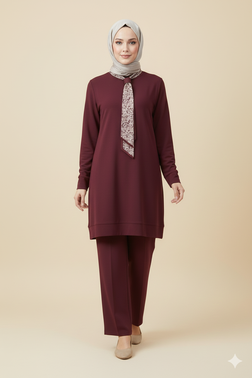 Kado Kravatlı Pantolonlu Takım 257647 - Bordo