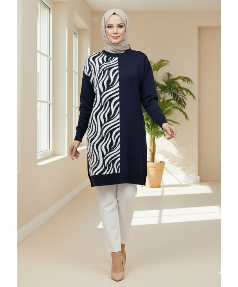 Novalüks Sakal Detay Soğuk İp Tunik 3284