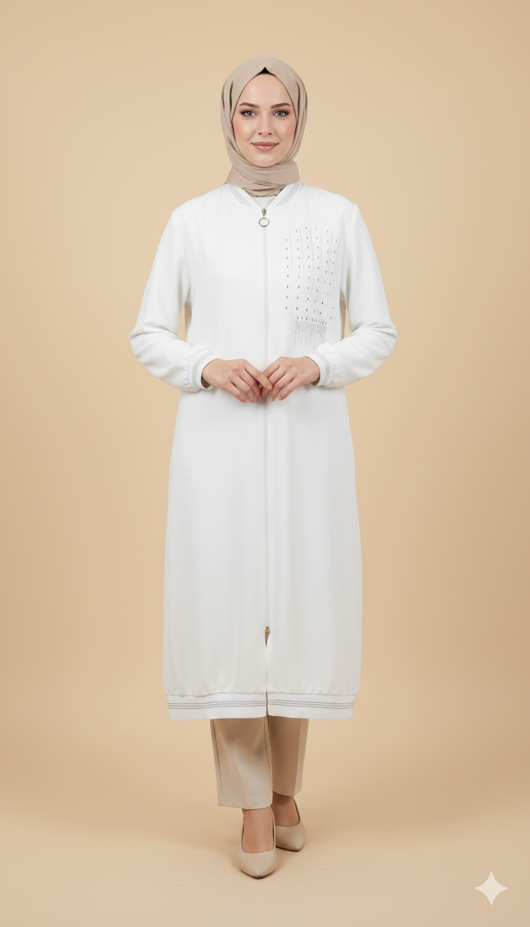 Beranisa Taş Detaylı Kap 3970 - Beyaz