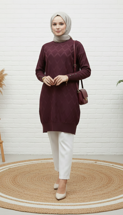 Novalüks Soğuk İp Tunik 3288 - Mürdüm