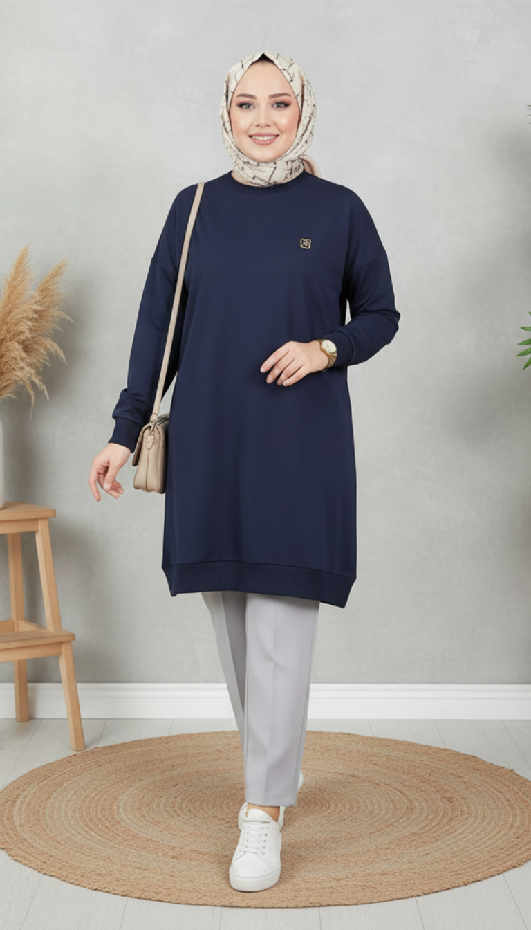Kado Geniş Manşetli Tunik 257563 - Lacivert
