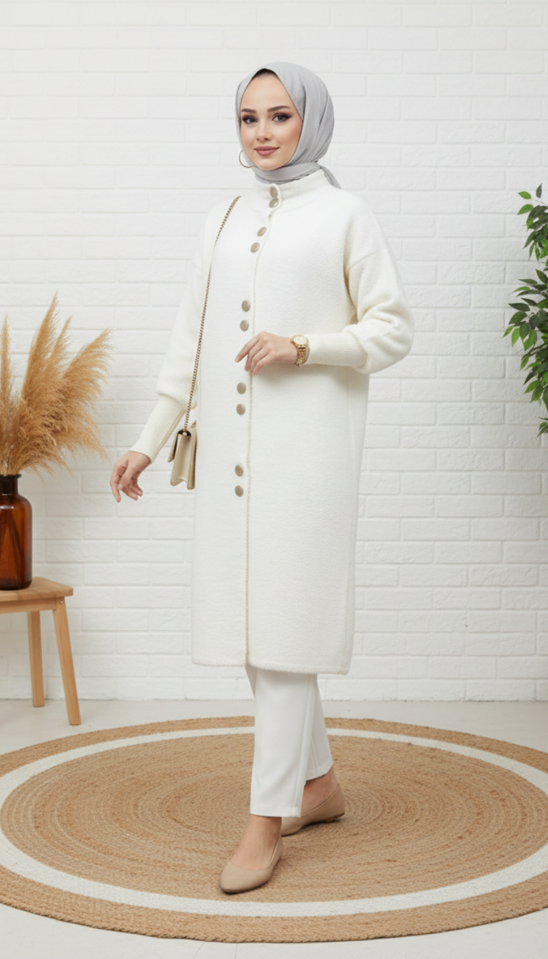 Afra Angora Hırka 251412 - Ekru