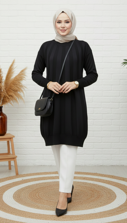 Arsınzade Soğuk İp Tunik 3190 - Siyah