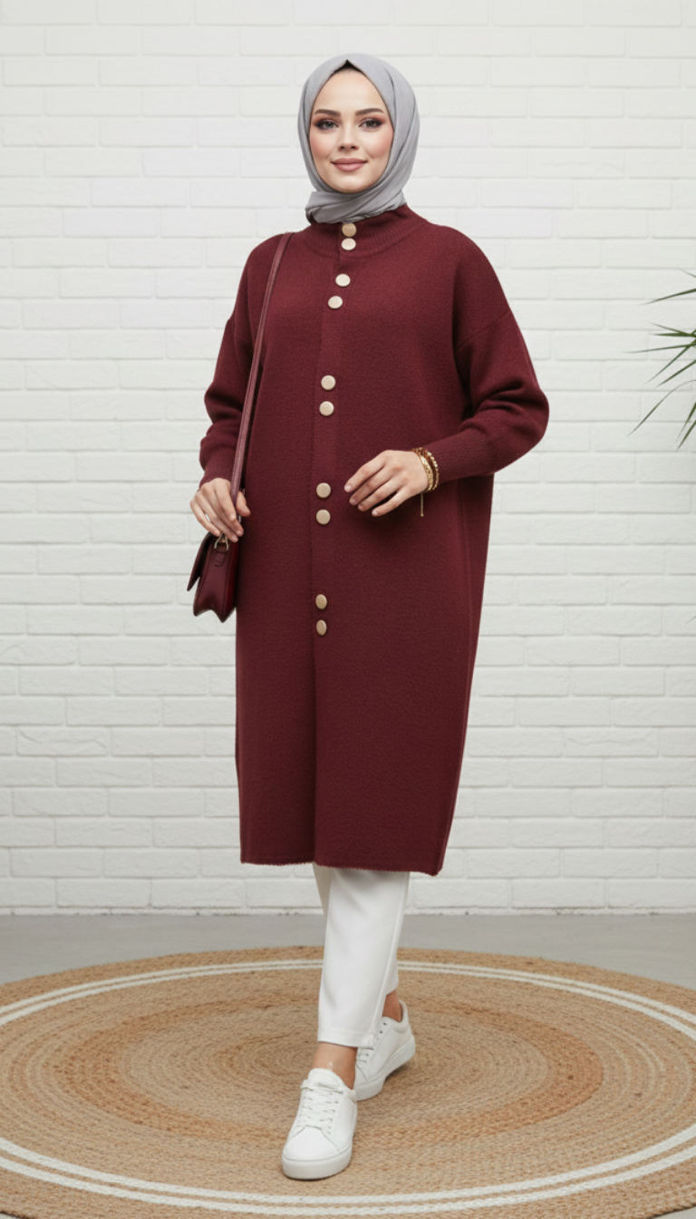 Afra Angora Hırka 251412 - Bordo