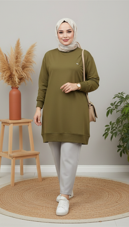 Kado Geniş Manşetli Tunik 257563 - Yag Yeşili