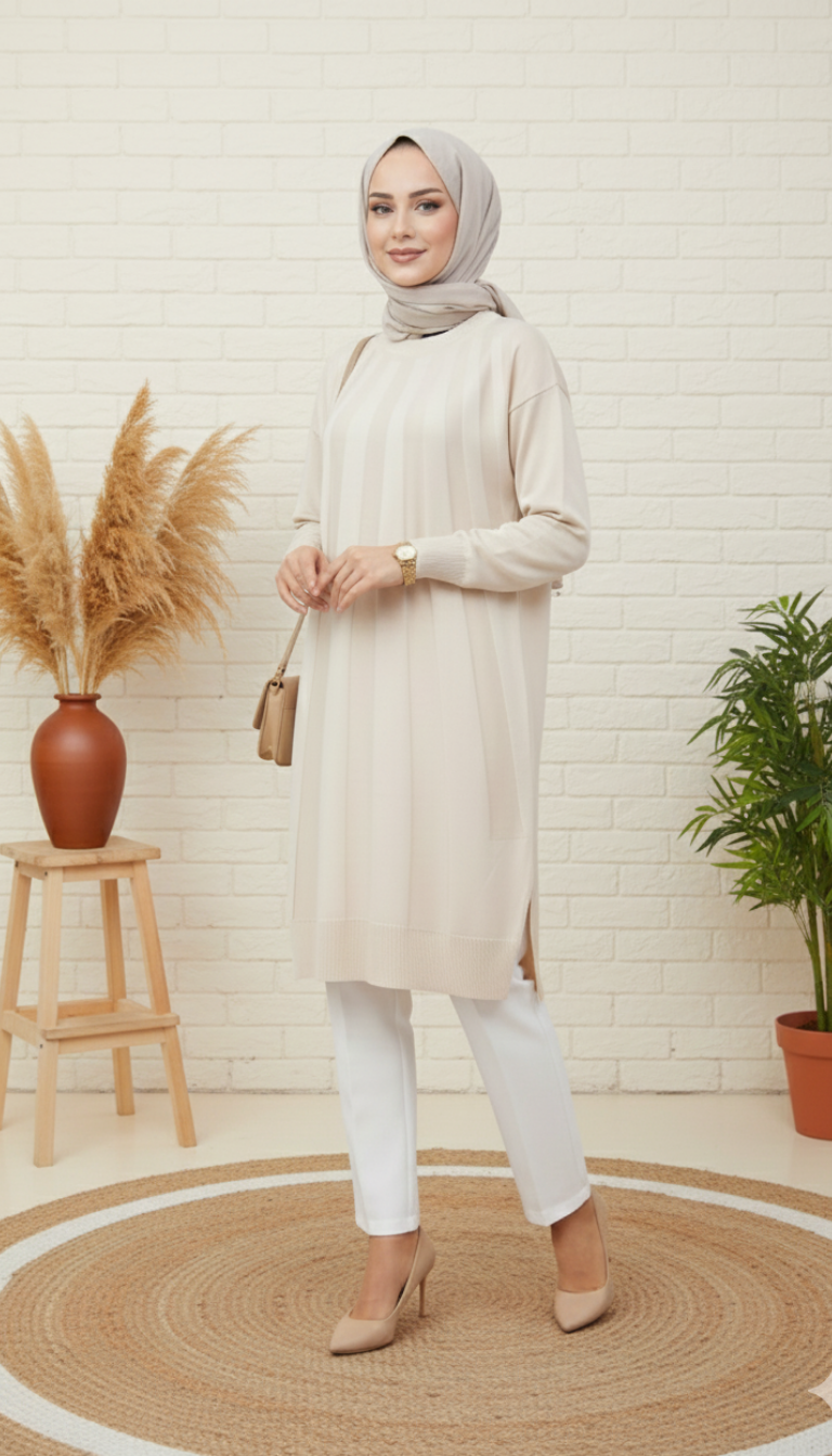 Asrınzade Soğuk İp Tunik 3190 - Taş