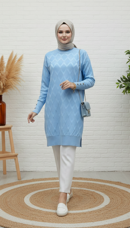 Novalüks Soğuk İp Tunik 3288 - Mavi