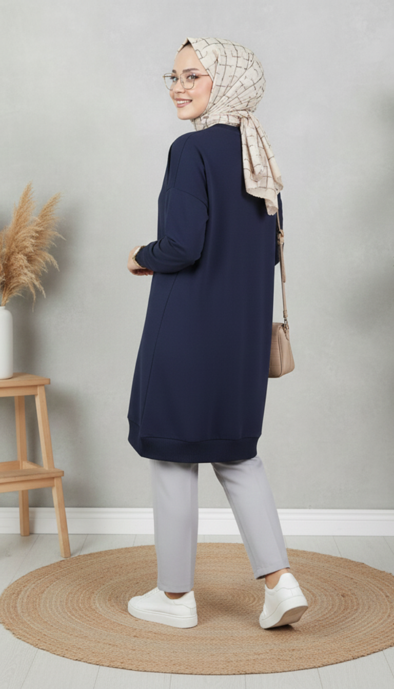 Kado Geniş Manşetli Tunik 257563 - Lacivert
