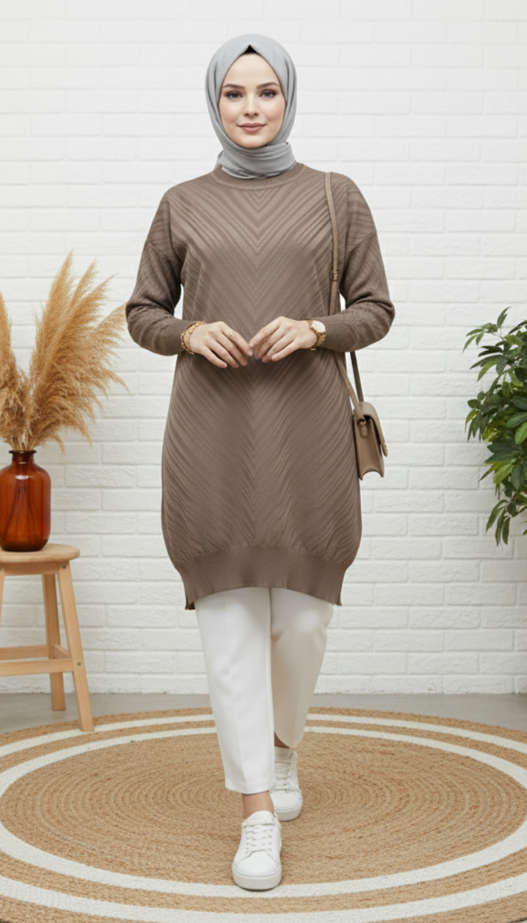 Asrınzade Soğuk İp Tunik 3192 - Vizon