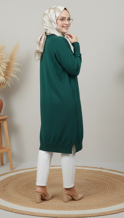 Novalüks Soğuk İp Hırka 3239 - Yeşil