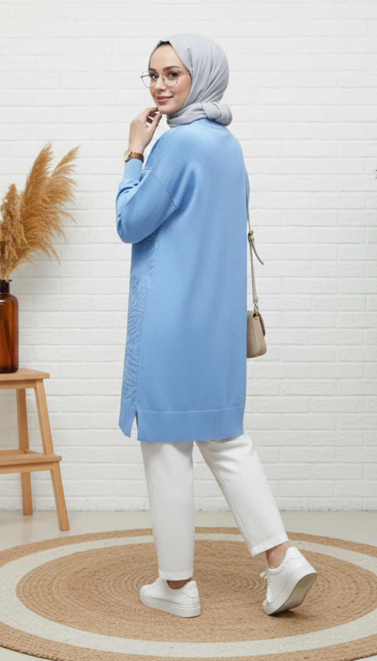 Novalüks Soğuk İp Tunik 3274 - Mavi