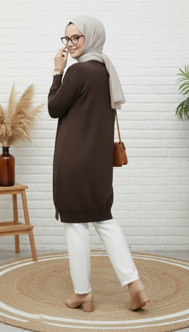 Asrınzade Soğuk İp Tunik 3190 - Kahve
