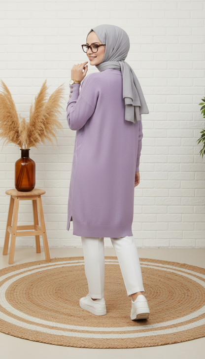 Novalüks Soğuk İp Tunik 3288 - Lila