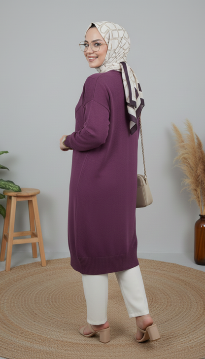 Novalüks Soğuk İp Hırka 3239 - Vişne