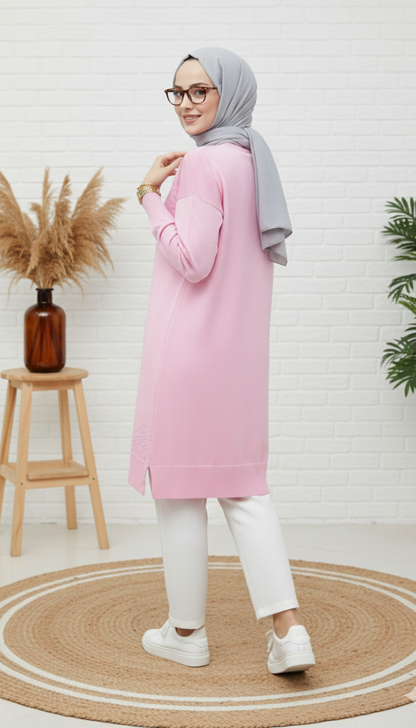 Novalüks Soğuk İp Tunik 3274 - Pembe