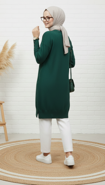 Novalüks Soğuk İp Tunik 3288 - Zümrüt Yeşili