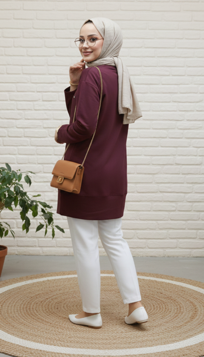 Kado Geniş Manşetli Tunik 257563 - Bordo
