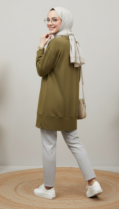 Kado Geniş Manşetli Tunik 257563 - Yag Yeşili