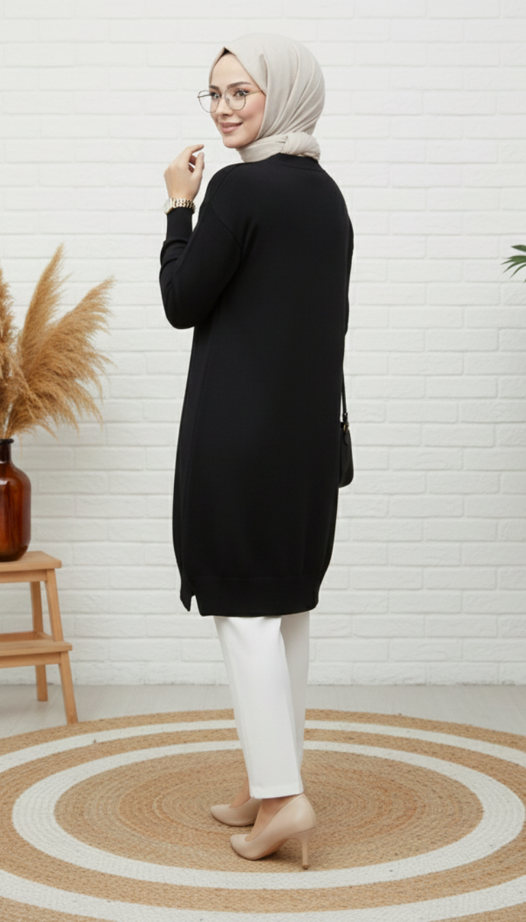 Arsınzade Soğuk İp Tunik 3190 - Siyah