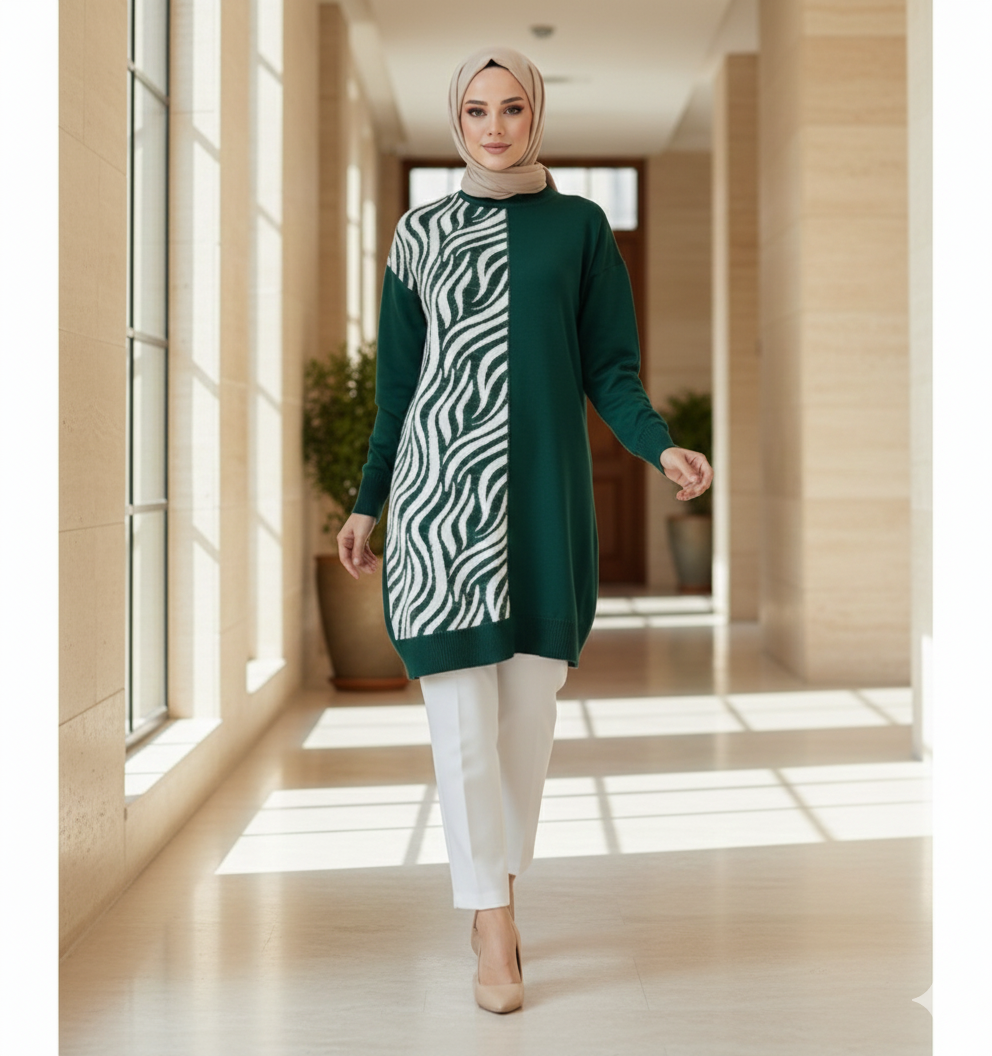 Novalüks Sakal Detay Soğuk İp Tunik 3284