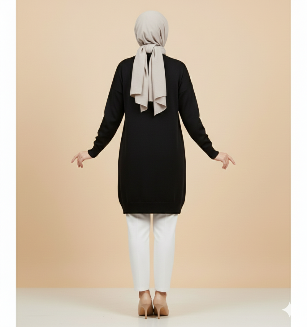 Novalüks Sakal Detay Soğuk İp Tunik 3284