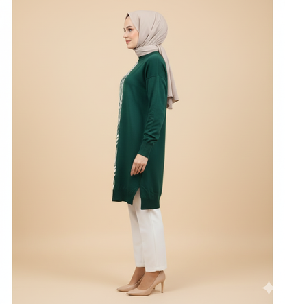 Novalüks Sakal Detay Soğuk İp Tunik 3284