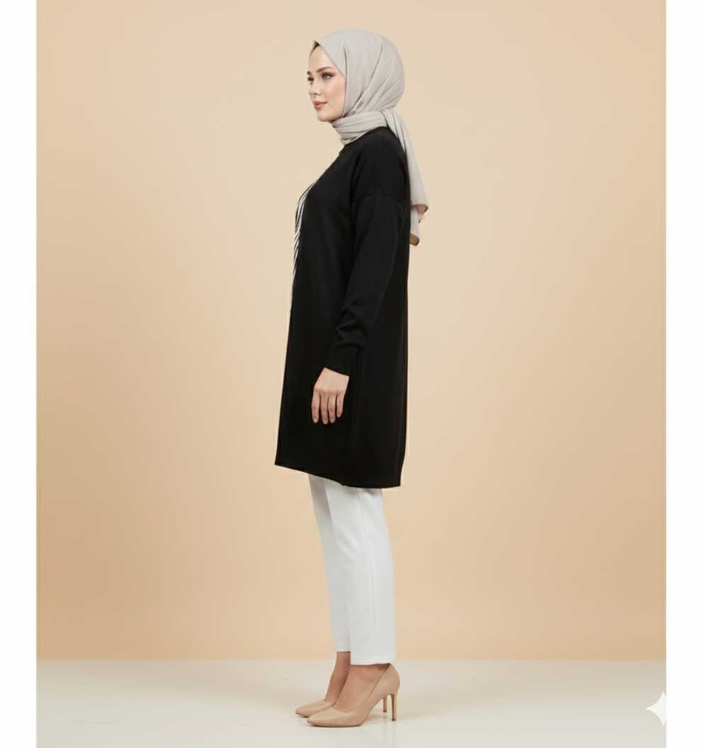 Novalüks Sakal Detay Soğuk İp Tunik 3284