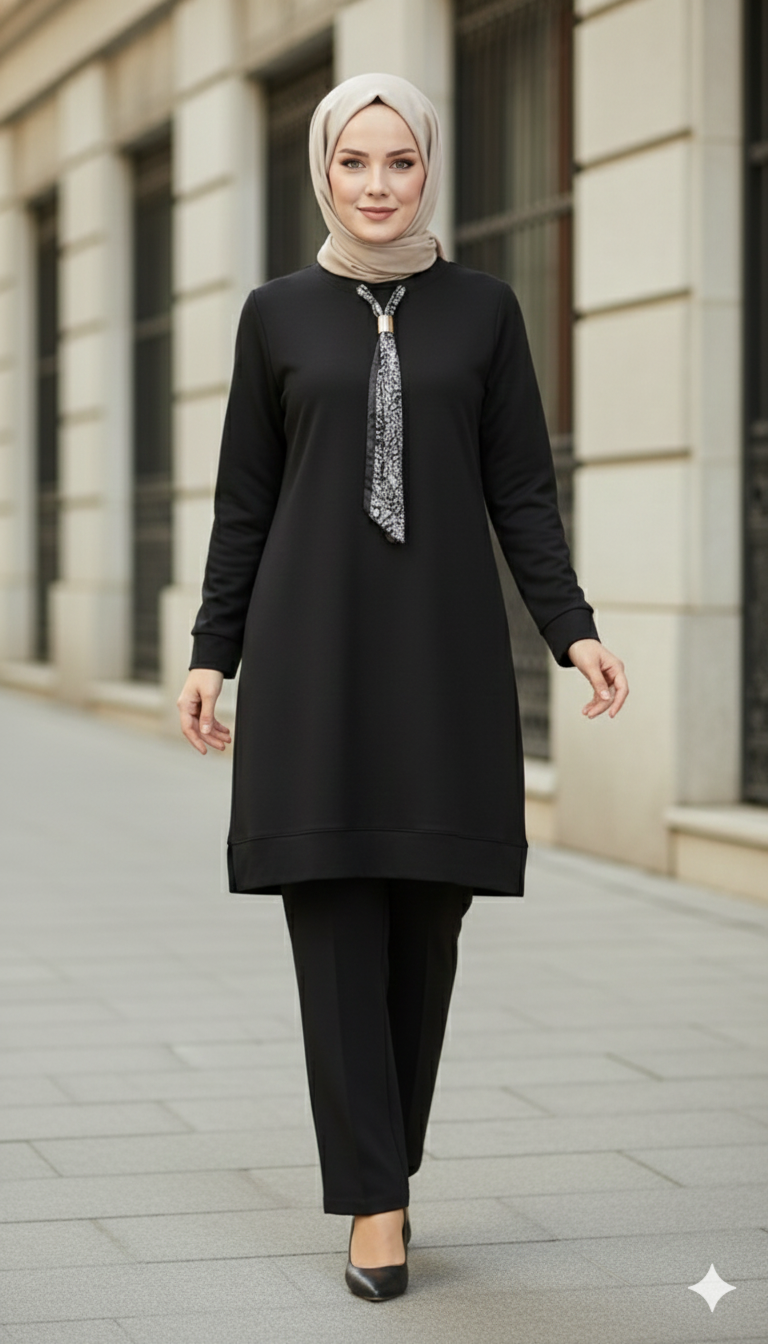 Kado Kravatlı Pantolonlu Takım 257647 - Siyah