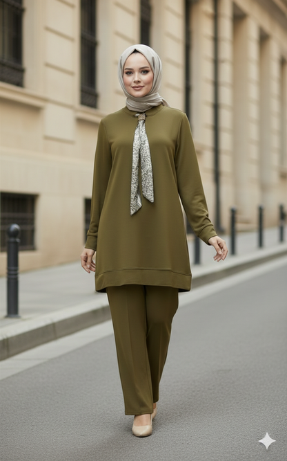 Kado Kravatlı Pantolonlu Takım 257647 - Yağ Yeşili