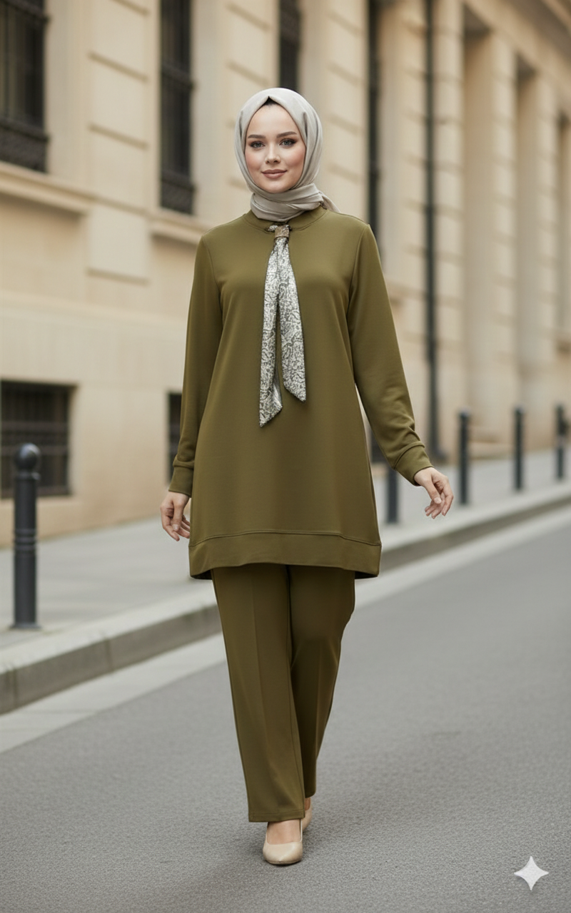 Kado Kravatlı Pantolonlu Takım 257647 - Yağ Yeşili