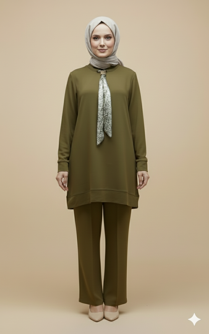 Kado Kravatlı Pantolonlu Takım 257647 - Yağ Yeşili