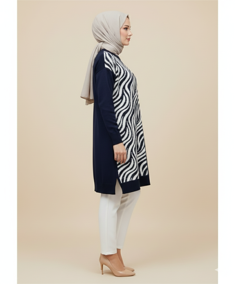 Novalüks Sakal Detay Soğuk İp Tunik 3284