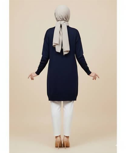 Novalüks Sakal Detay Soğuk İp Tunik 3284