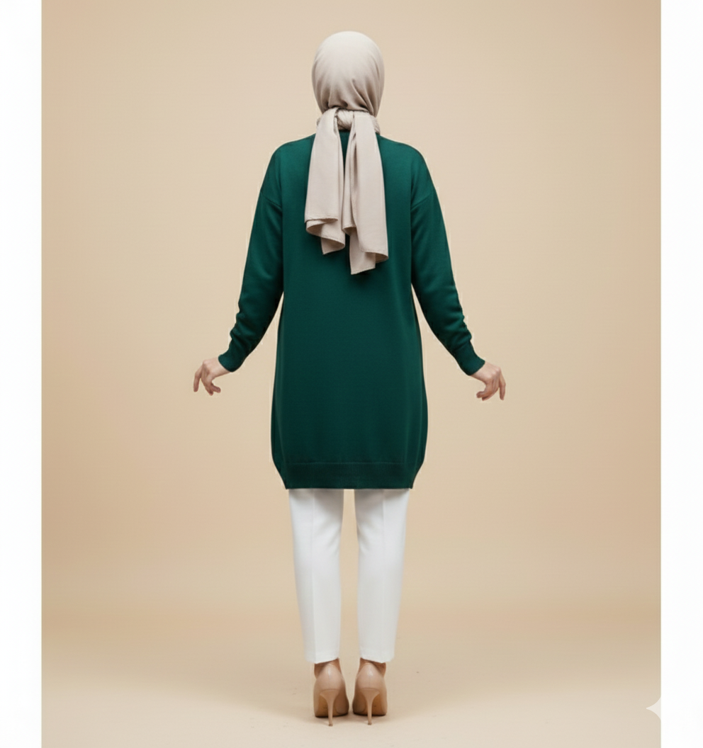 Novalüks Sakal Detay Soğuk İp Tunik 3284