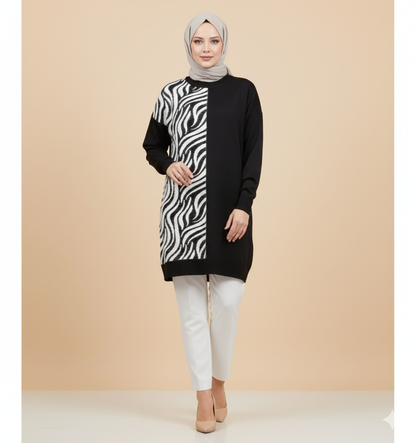 Novalüks Sakal Detay Soğuk İp Tunik 3284