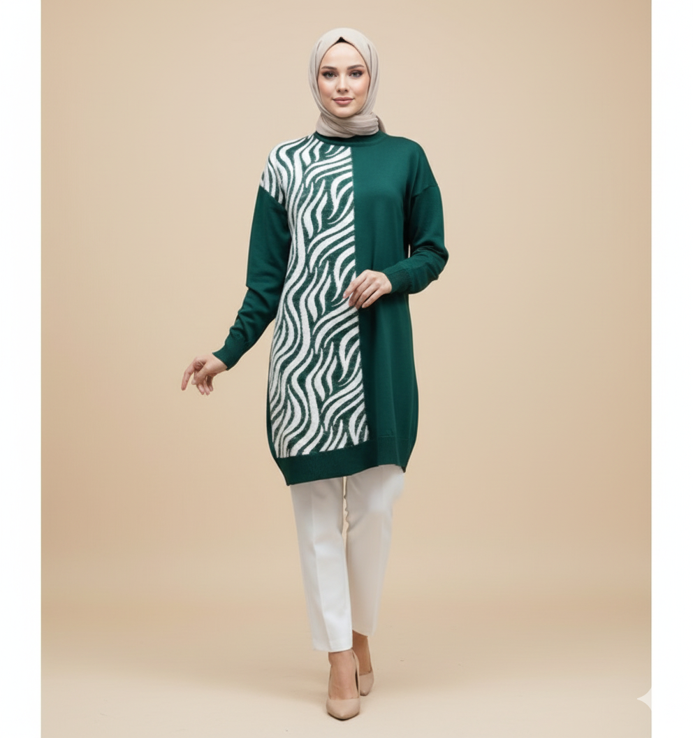 Novalüks Sakal Detay Soğuk İp Tunik 3284