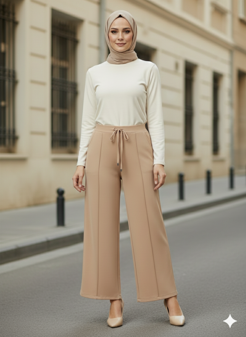 Simay Moda Oysho Çimalı Bol Paça Pantolon 1041